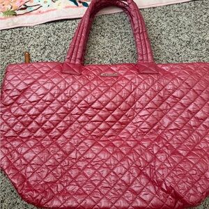 MZ Wallace Large Metro Quilted Tote in Deep Pink